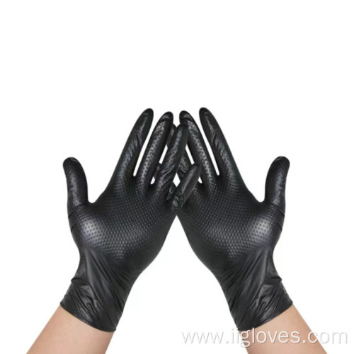 Household Safety Raised Grip Pattern Black Diamond Gloves